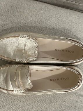 Cole Haan Metallic Champagne Penny Loafers